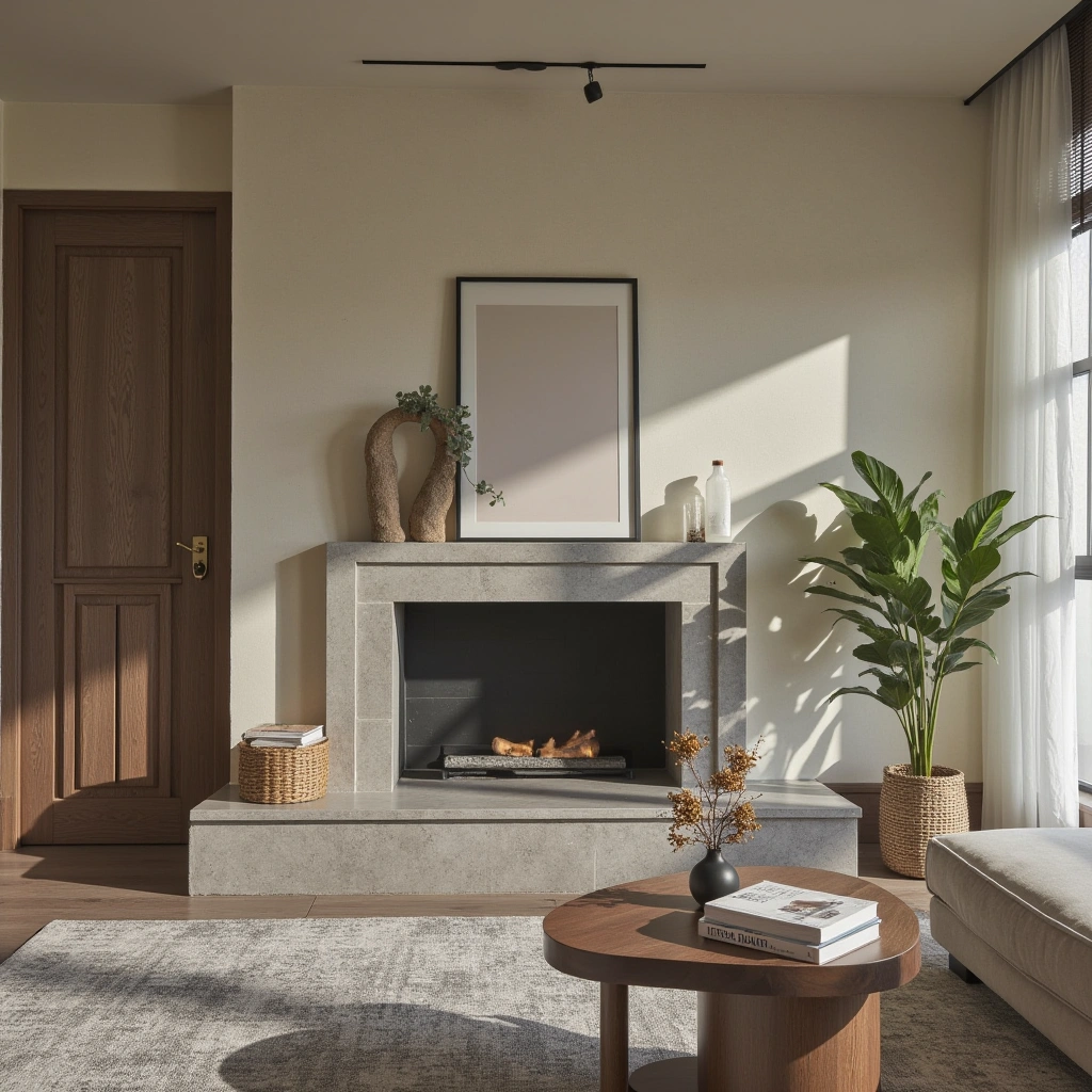 5. Minimalist Fireplace with Stone Surround