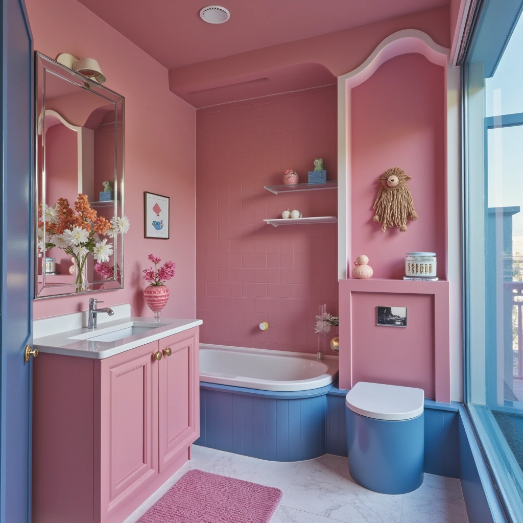 Pink and Blue Bathroom
