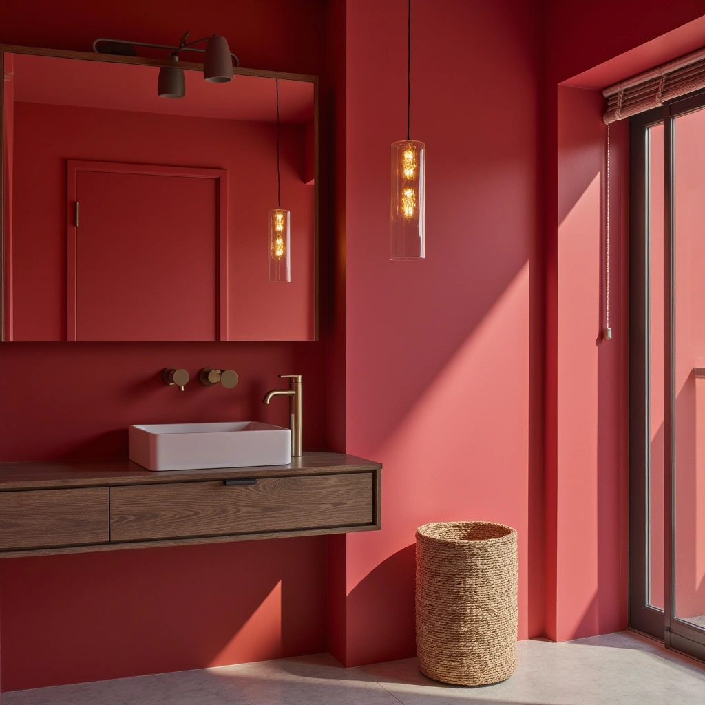 Pink and Red Bathroom