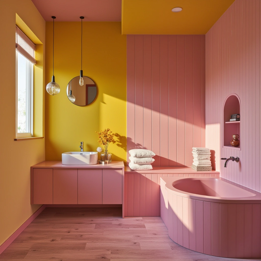 Pink and Yellow Bathroom