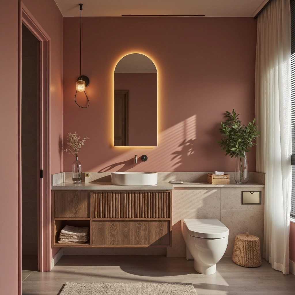 Pink and Brown Bathroom