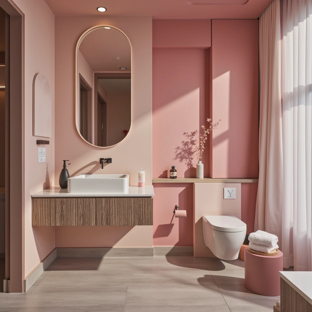 Pink and Neutral Bathroom