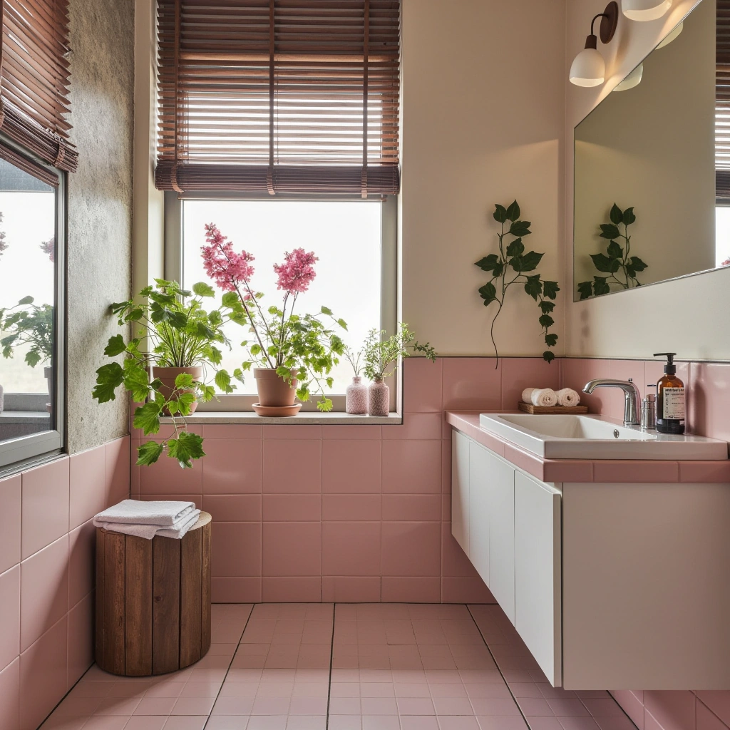 Pink Tile and Plants