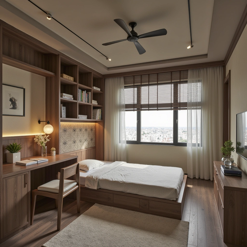 13. Incorporating a Cozy Reading Nook with a Built-In Desk and Bookshelf
